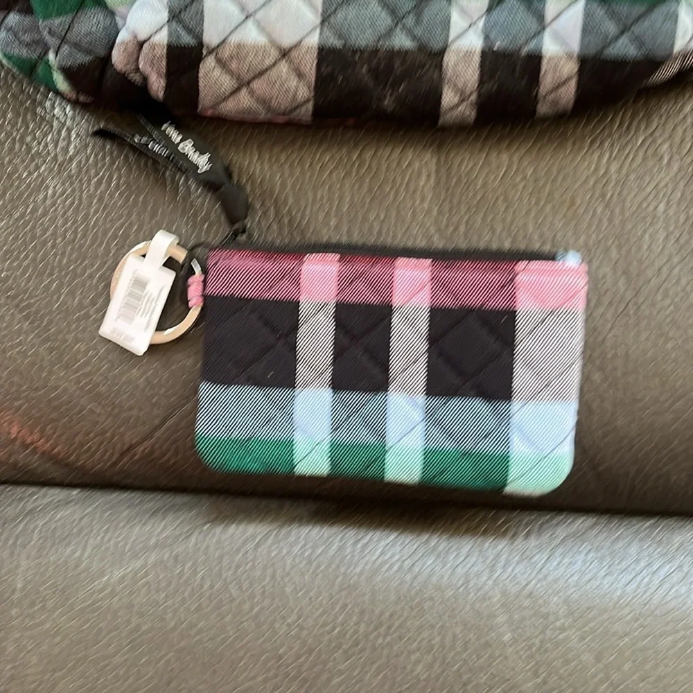 Vera Bradley ribbons plaid Glenna satchel and zip ID case